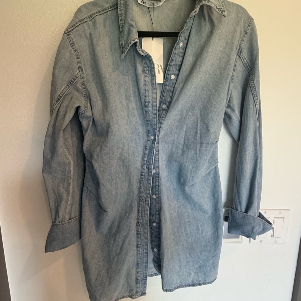 Zara Denim long sleeve Shirt Dress. Size medium